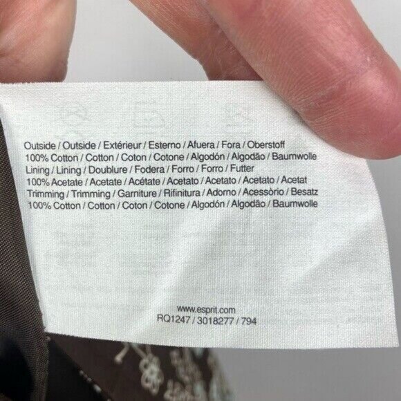 Esprit Brown Floral Print Skirt Tulle Boho Womens Size 12 Bohemian Layering Mini - Picture 10 of 12